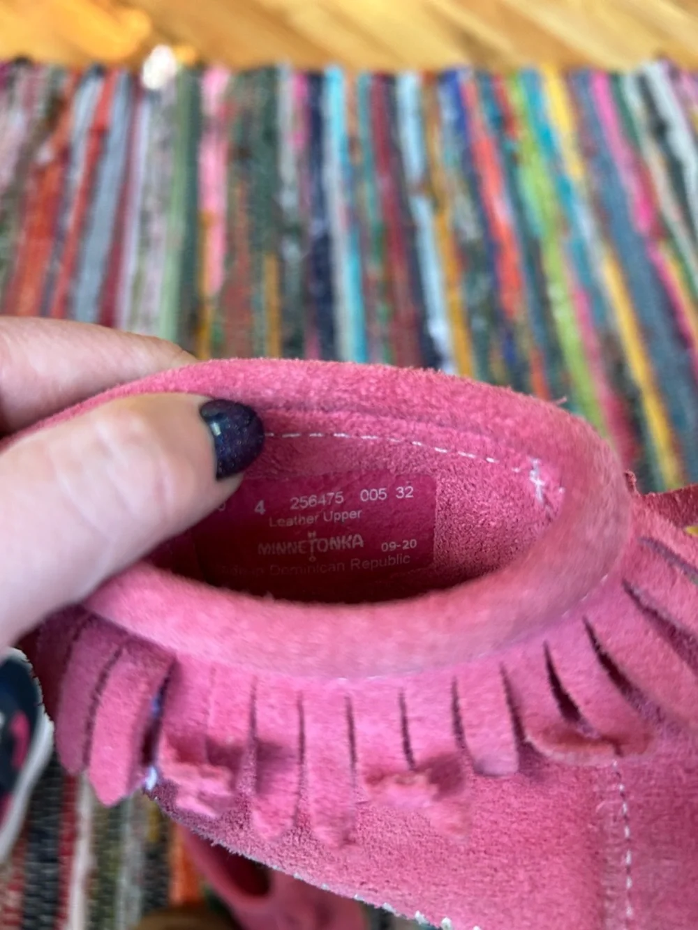 Minnetonka Pink Fringe Baby Moccasins Infant Toddler 4